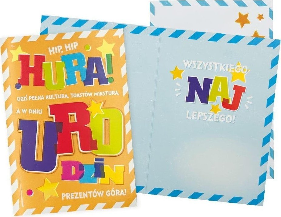 KUKARTKA Karnet B6 Urodziny Hip, Hip, Hura