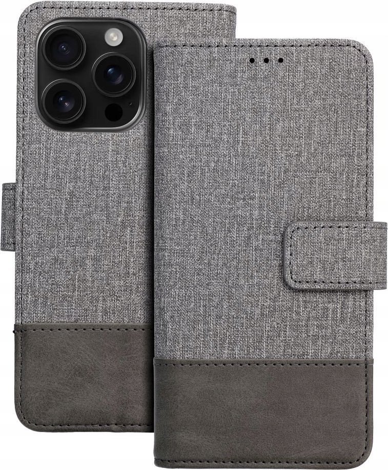OEM Kabura GOMMA Book do IPHONE 16 Plus szary