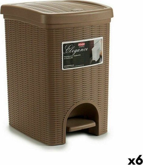 Kosz na śmieci Stefanplast Kosz na Śmieci z Pedałem Stefanplast Elegance Brązowy Plastikowy 20 L 27,5 x 38,5 x 31 cm (6 Sztuk)