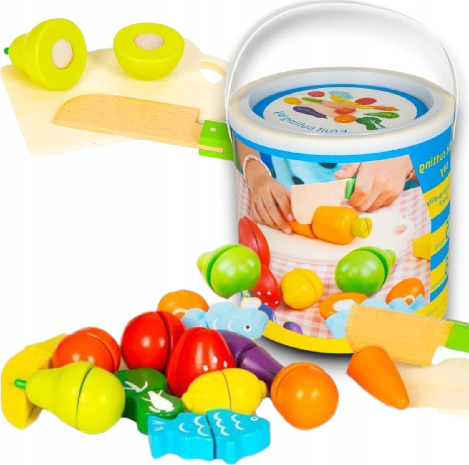 Drewniane owoce i warzywa na rzep 13 elementów