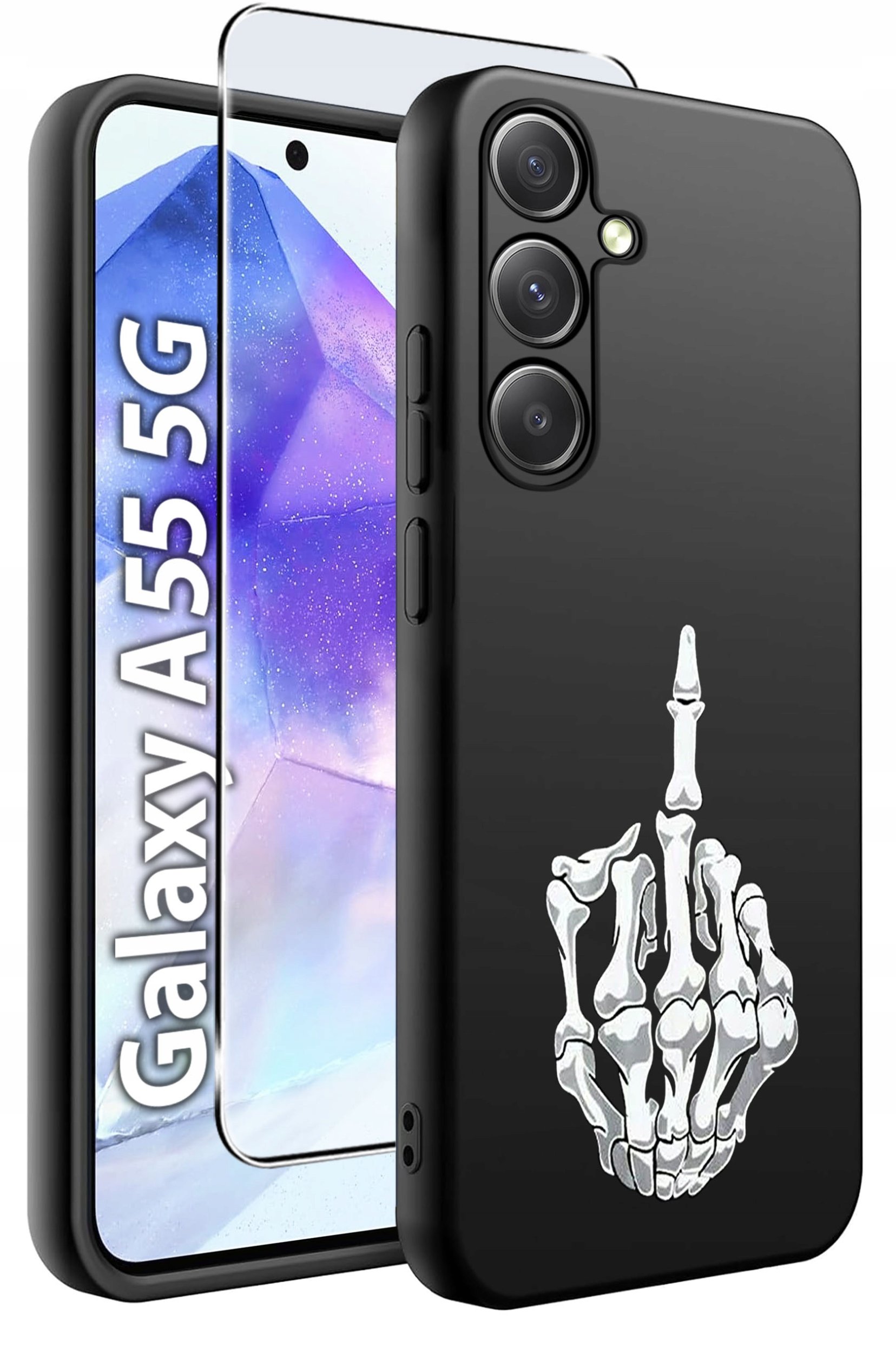 ETUI do Samsung A55 5G WZORY | SILIKONOWE MATT CASE + SZKŁO HARTOWANE 9H