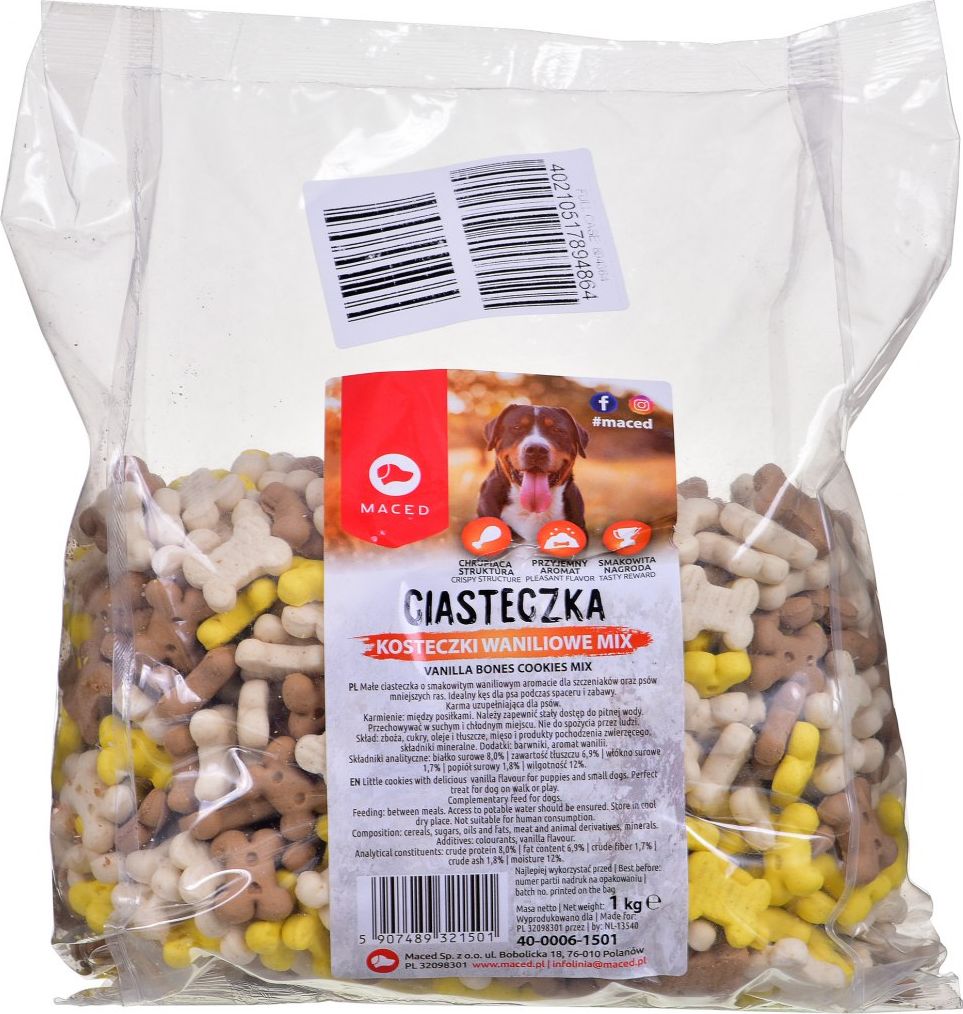Maced Ciastka dla psa - waniliowe kosteczki mix 1 kg