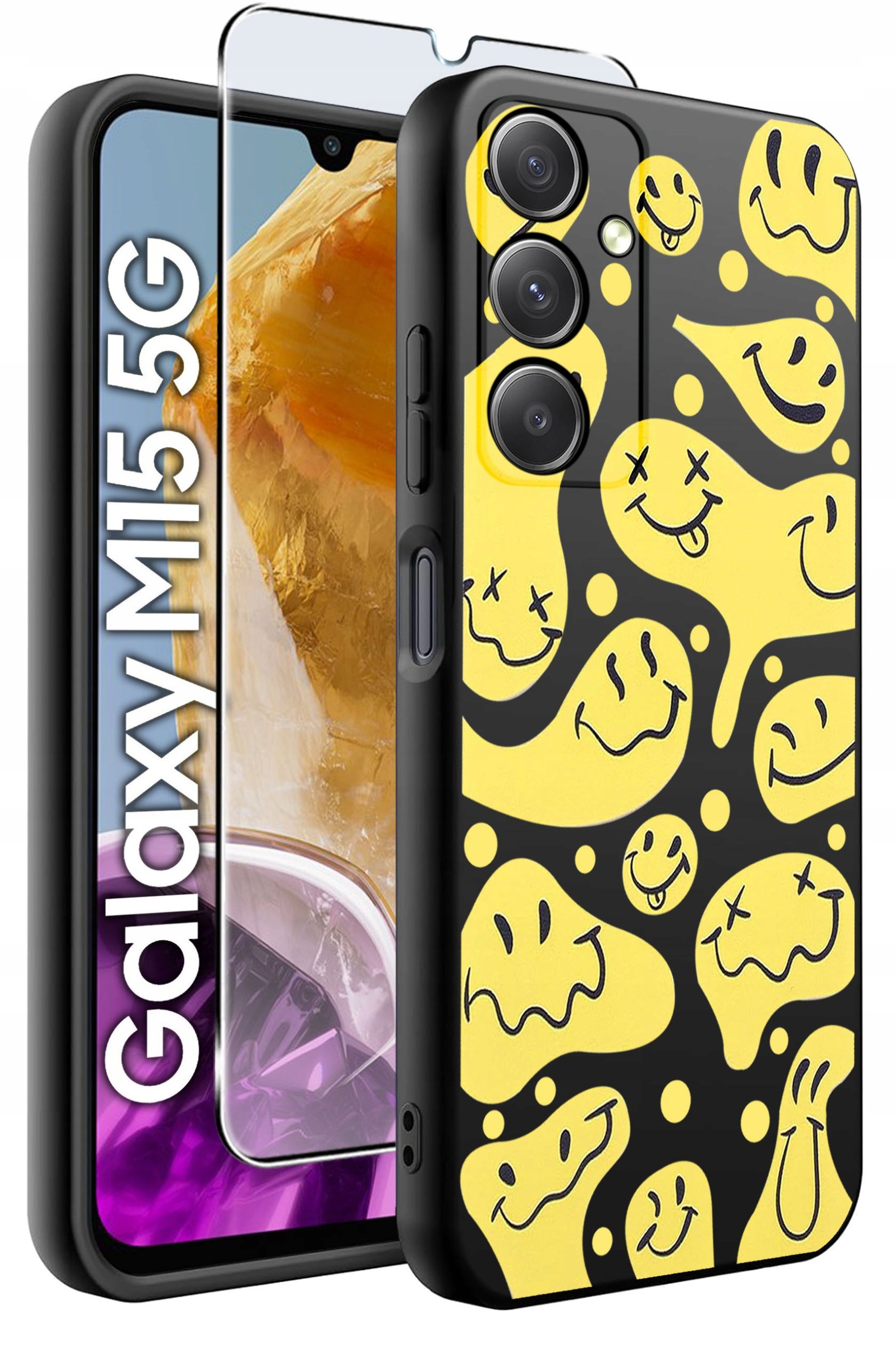 ETUI do Samsung M15 5G WZORY | SILIKONOWE MATT CASE + SZKŁO HARTOWANE 9H