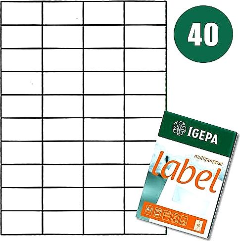 Biurfol ETYKIETY A4 IGEPA 52.5 X 29.7 MM BIAŁE (100)