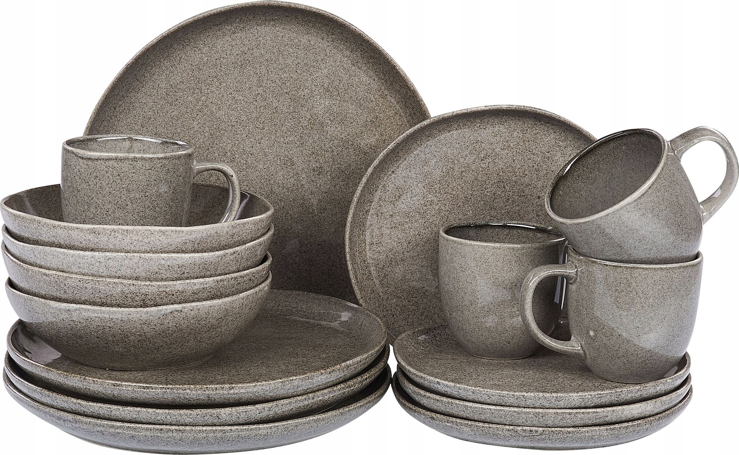 Beliani 16-częściowy zestaw naczyń z kamionki szary COSTMARY