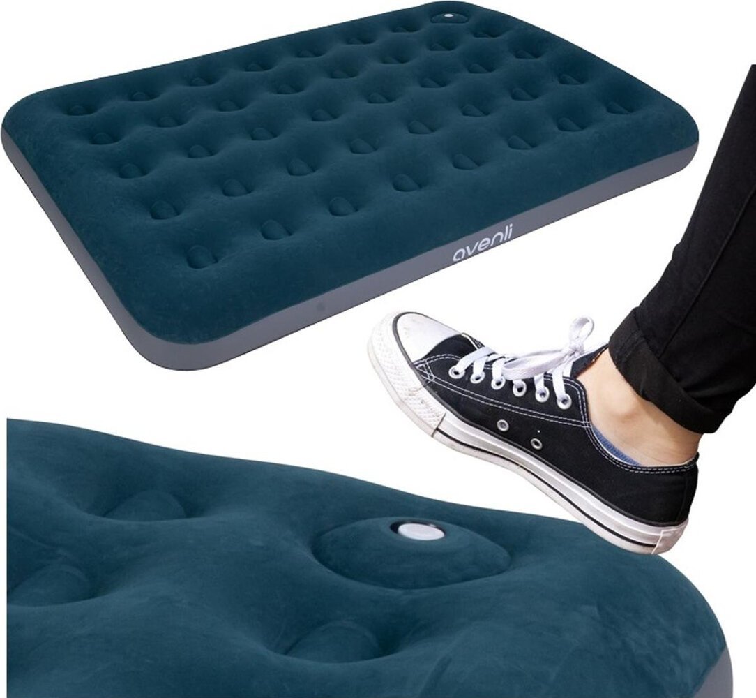 JiLong MATERAC FLOKOWANY 2-OSOBOWY Z WBUDOWANĄ POMPKĄ NOŻNĄ 191x137x22CM 24131