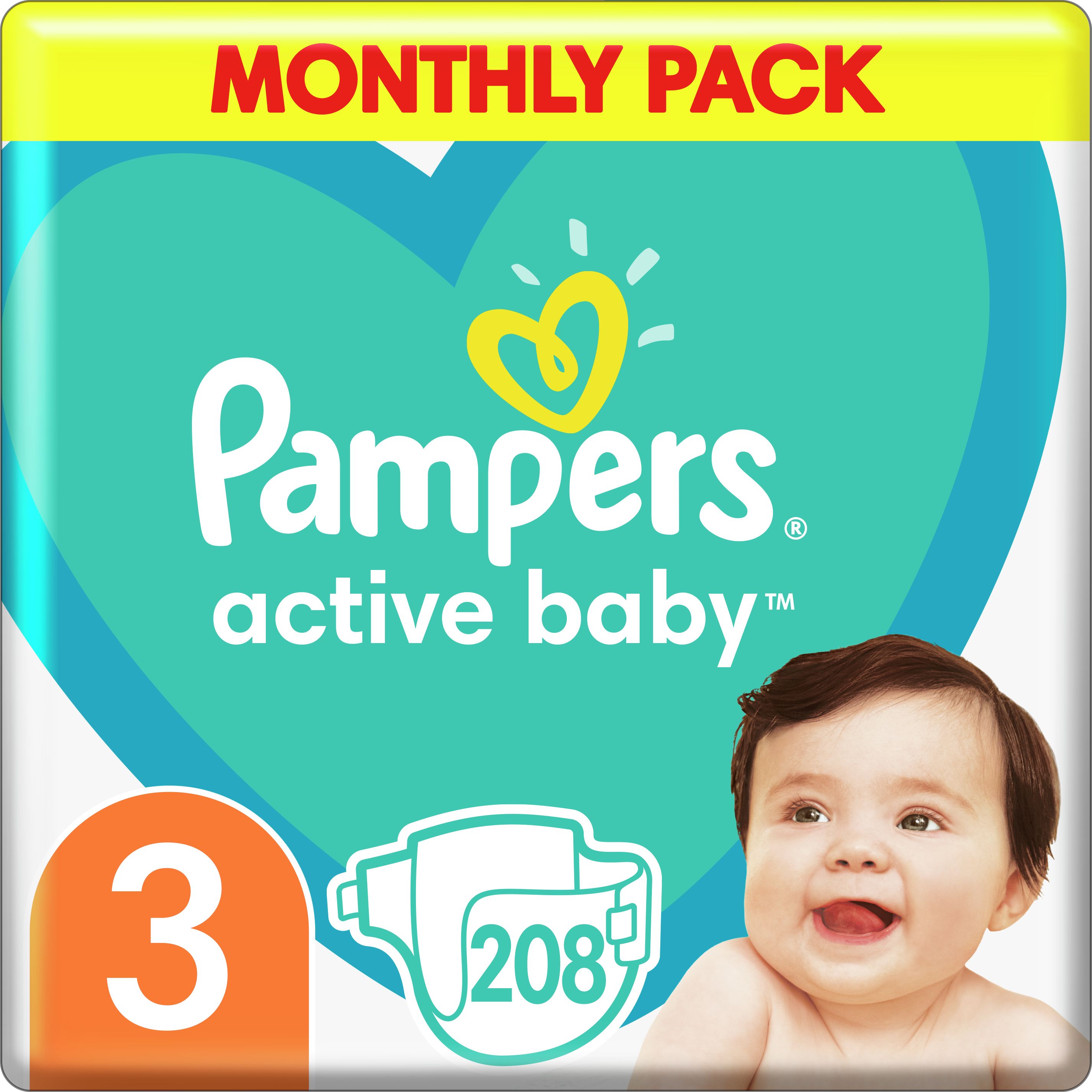 Pampers Pieluchy Active Baby 3, 6-10 kg, 208 szt.