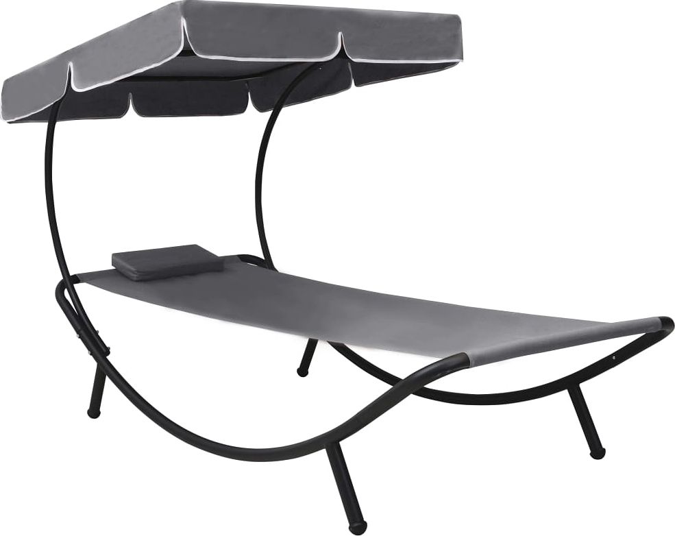 Elior Szary leżak ogrodowy z baldachimem - Pafos 2X