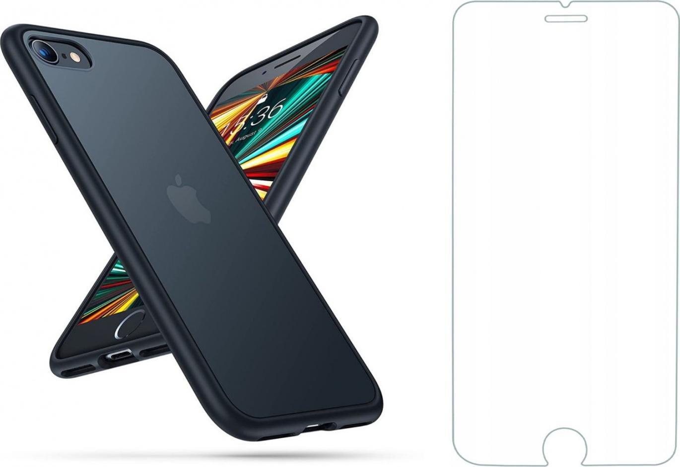 Braders Etui Mattfit Black + Szkło Hartowane do iPhone 7 / 8 / SE 2020 / 2022