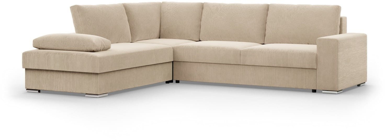 Duży narożnik, Momento, lewy, sztruks, 287x231x86 cm, beżowy | TYLETEGOTU