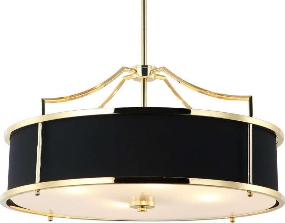 Lampa wisząca Orlicki Design LAMPA wisząca Stanza Gold Nero M Orlicki Design okrągła OPRAWA w stylu klasycznym abażurowa czarna złota