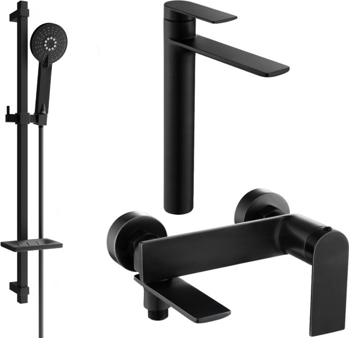 Mexen Mexen Zero DQ40 zestaw wannowy, czarny - 7113DQ40-70