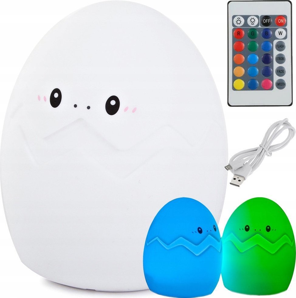 Verk LAMPKA NOCNA DLA DZIECI LED JAJKO RGB PILOT USB