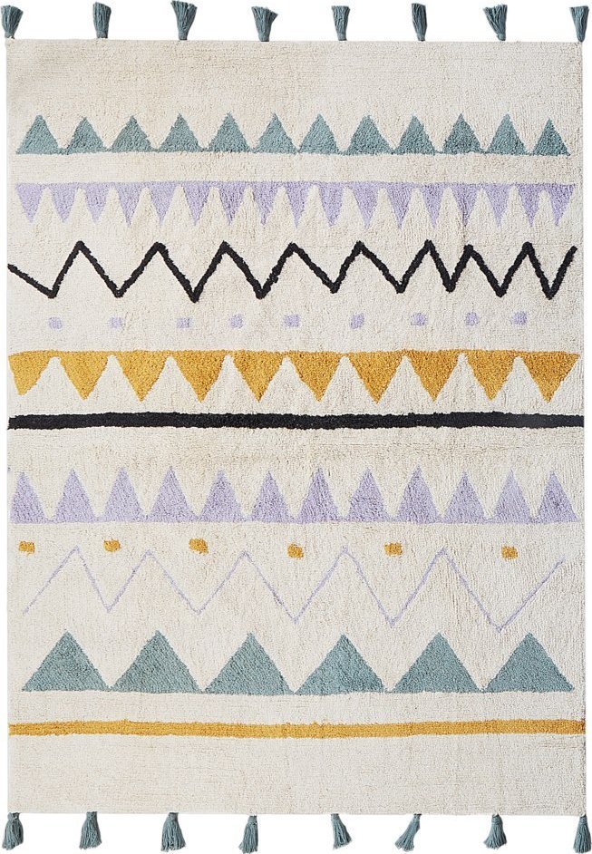 Beliani Dywan dziecięcy bawełniany 140 x 200 cm beżowo-zielony ZAYSAN