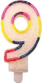 GoDan Swieczka cyferka z brokatem 9