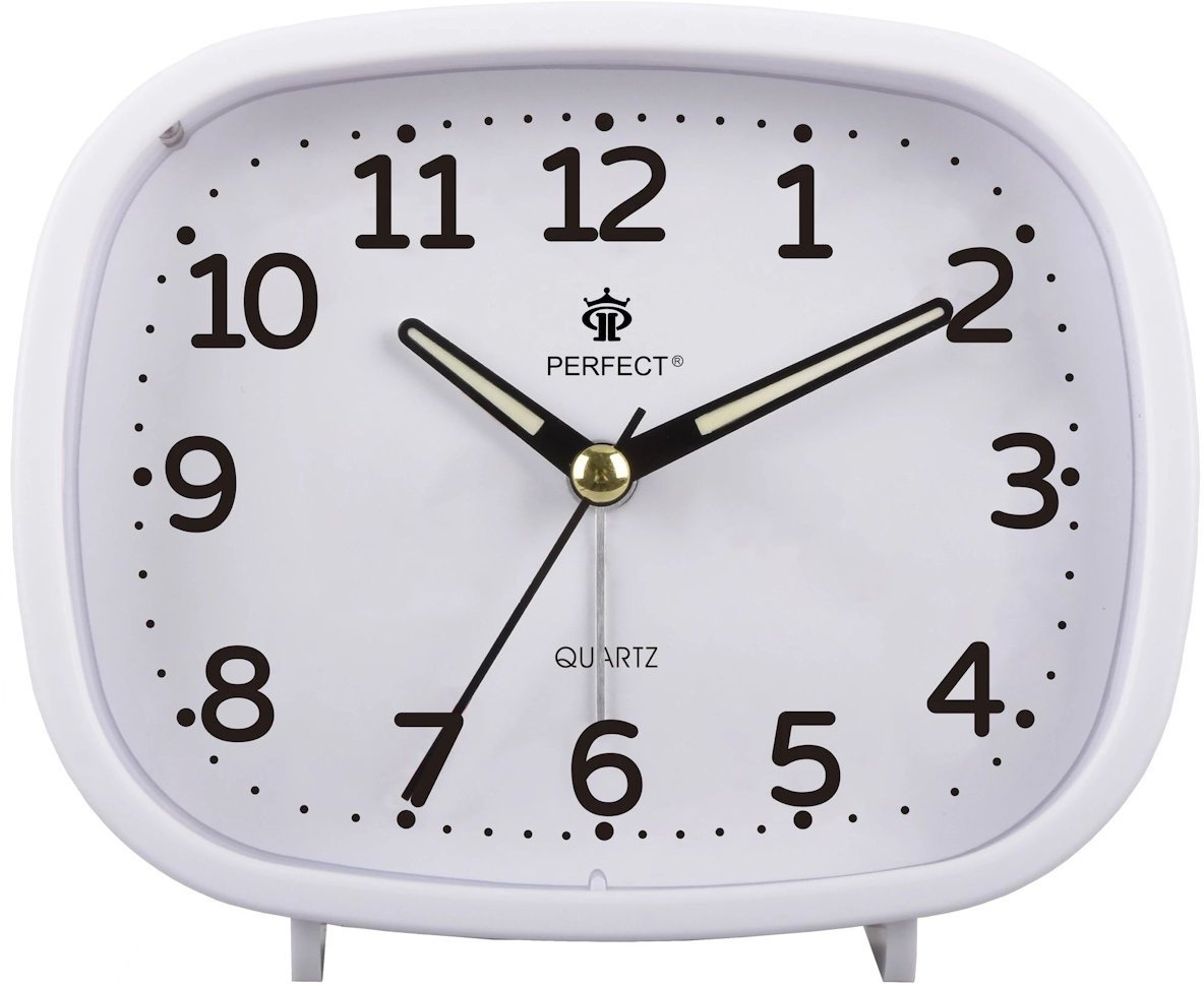 Perfect Budzik PT332-1500-1 biały 12 cm podświetlenie cichy chód