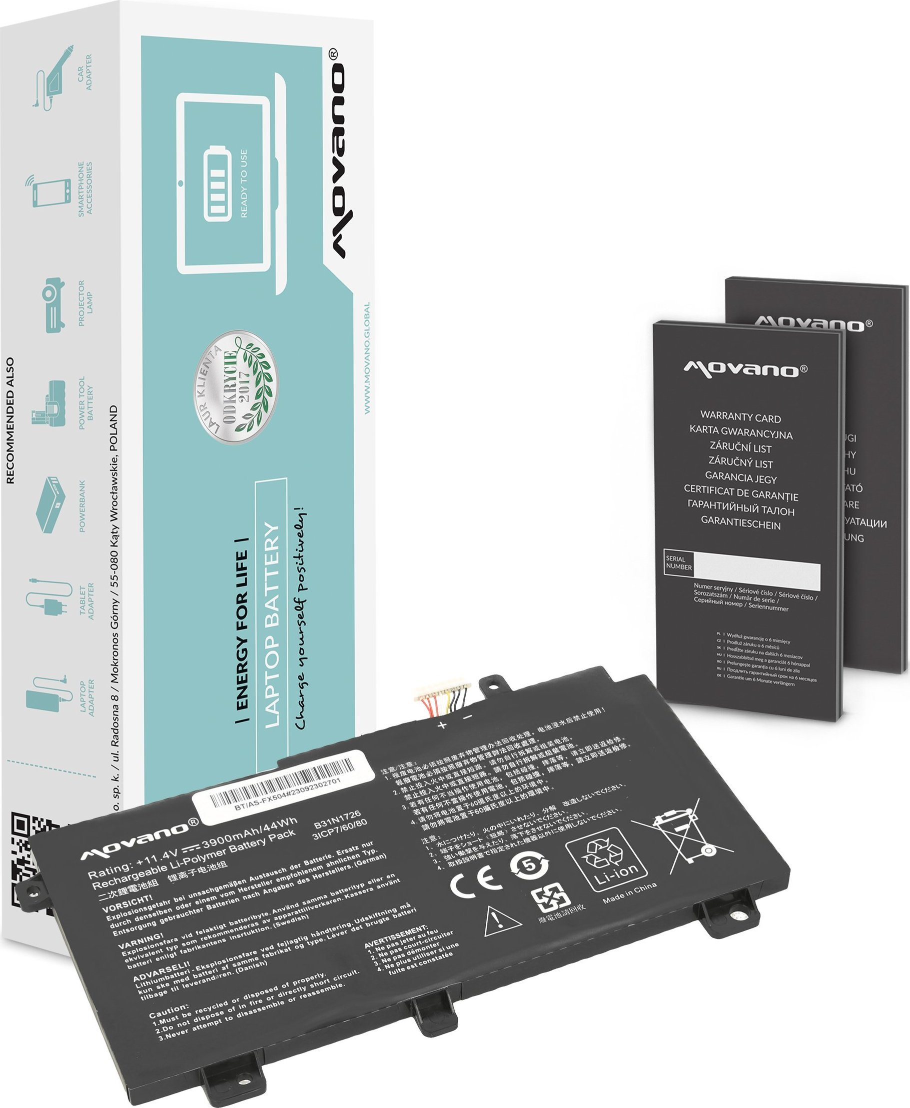 Bateria Movano Bateria B31N1726 Asus FX504 FX505 FX80G