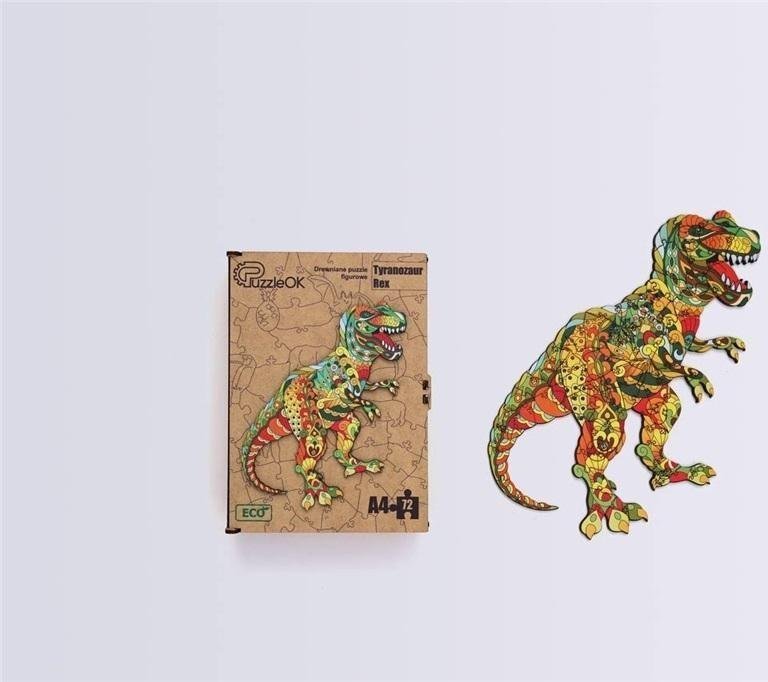 PuzzleOK Puzzle drewniane eko 72 Tyranozaur rex A4