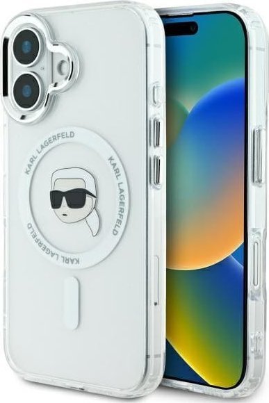 Karl Lagerfeld Karl Lagerfeld KLHMP16SHLSKIH iPhone 16 6.1" biały/white hardcase IML Metal Karl Head MagSafe