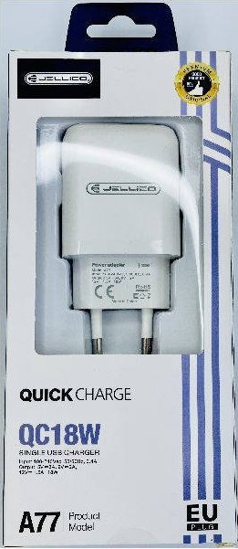 Ładowarka Jellico JELLICO ŁADOWARKA SIECIOWA - A77 18W USB3.0 BIAŁY