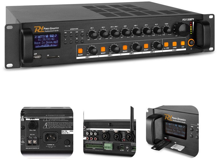 Wzmacniacz PA 100V 120W Power Dynamics PDV120MP3 one size