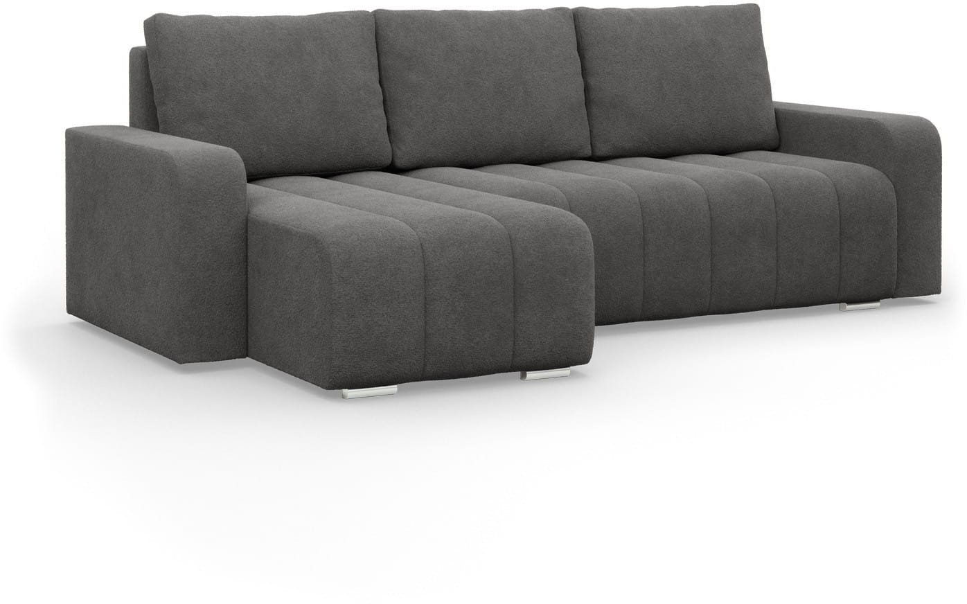 Narożnik z poduszkami, Velluto, 237x144x87 cm, ciemny szary | TYLETEGOTU