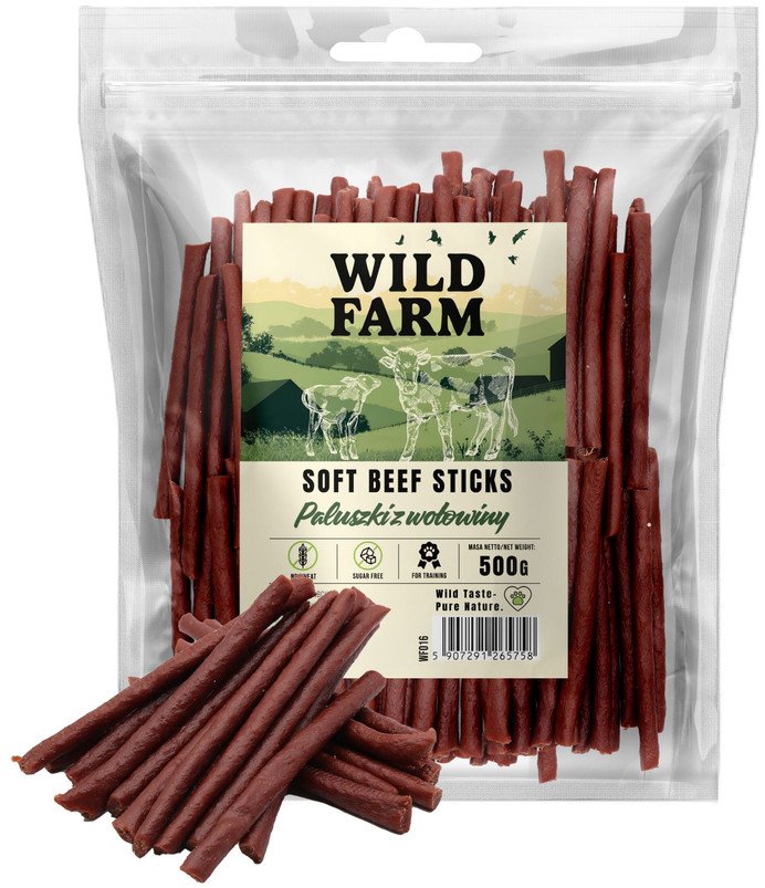WILD FARM paluszki z wołowiny 500g przysmak dla psa