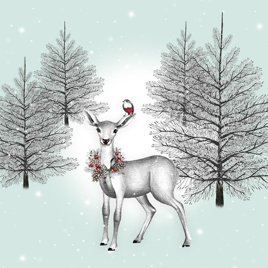 Clear Creation Karnet Swarovski kwadrat CL0810 Święta Sarna