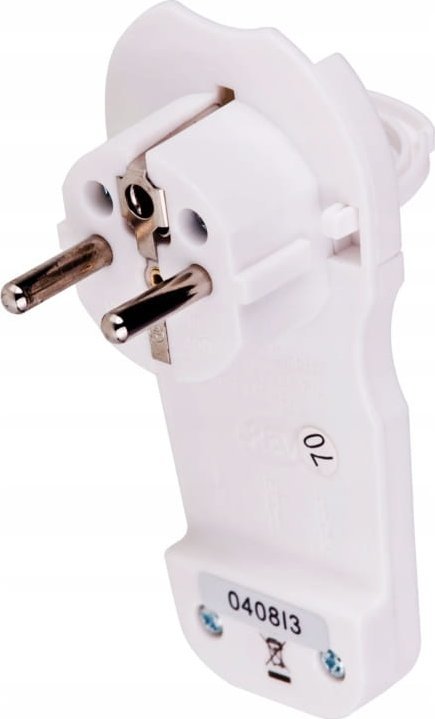 Wtyczka płaska z uchwytem biała 7mm 2P+Z 16 A, 3500W Z uziemieniem