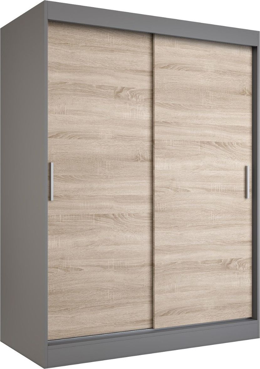 MKPOL Szafa przesuwna MODUO COMFORT 150 antracyt/dąb sonoma gładka