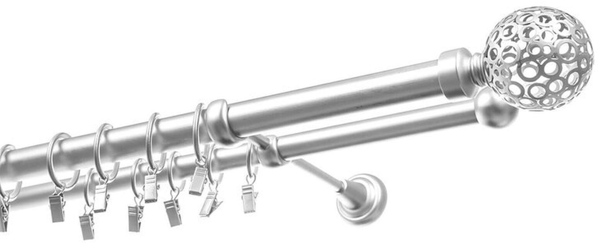 Karpol Podwójny karnisz 25 mm + 19 mm APOLLO 250 cm matowe chrom