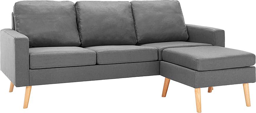 Elior 3-osobowa jasnoszara sofa z podnóżkiem - Eroa 4Q