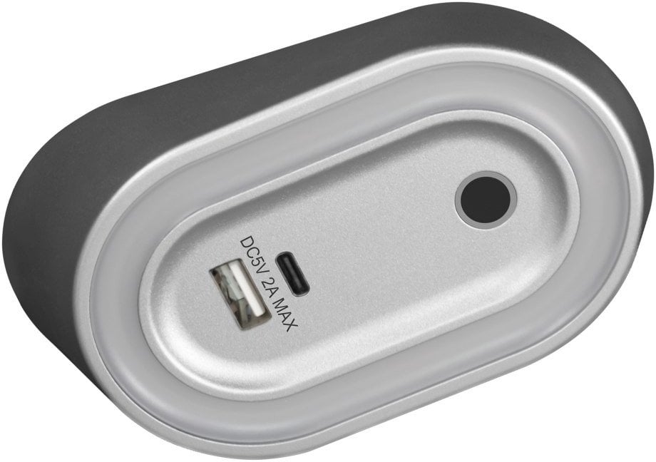 AGRA lampka podszafkowa LED 2,5W, 80lm, 4000K, z włącznikiem bezdotykowym i funkcją ładowania USB A+C, szara