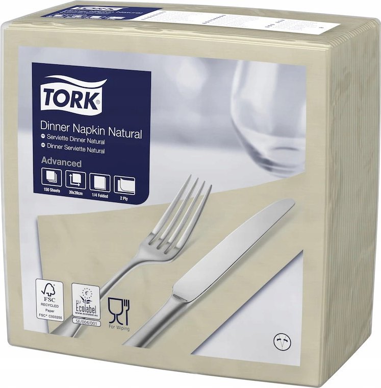 Tork Tork - Serwetki obiadowe, 2-warstwowe, advanced - Naturalny