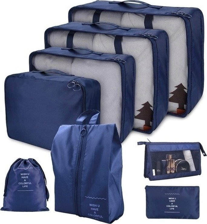 Korbi Organizery do walizki zestaw podróżny 8 sztuk akcesoria do przechowywania ubrań torby wodoodporne kosmetyczka worek na buty gran