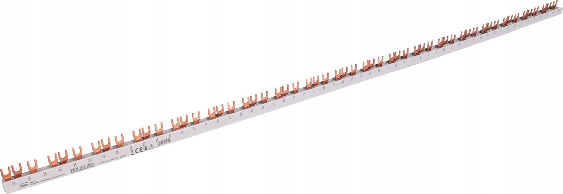 Simet SZYNA PRĄDOWA ŁĄCZENIOWA - WIDEŁKOWA 3-FAZ 63A 57 MOD. PRZEKRÓJ 10MM2 SW3F 10 57M63A 81992106