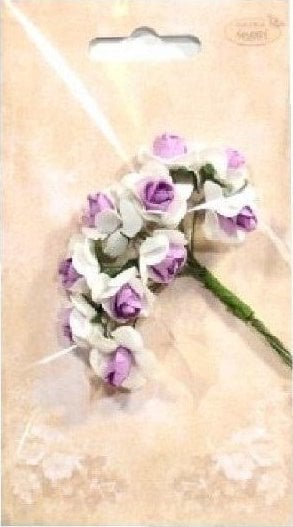 Kwiatki papierowe różyczki biało-fioletowe