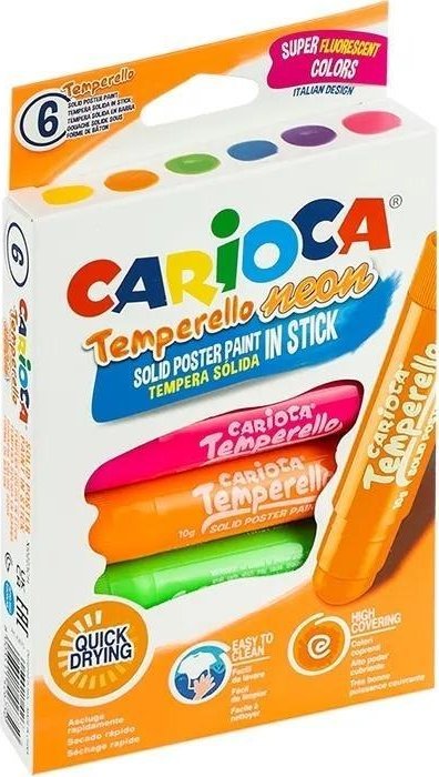 Farby w sztyfcie temperello neon 6kol CARIOCA