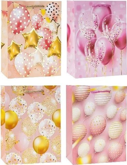 Torebka ozdobna 26x32x10 balony mix ROZETTE