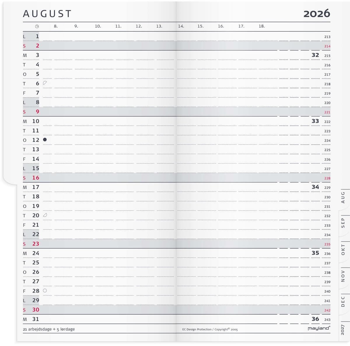 Mayland-Burde Index Planner kalendarz miesięczny REFILL 2026