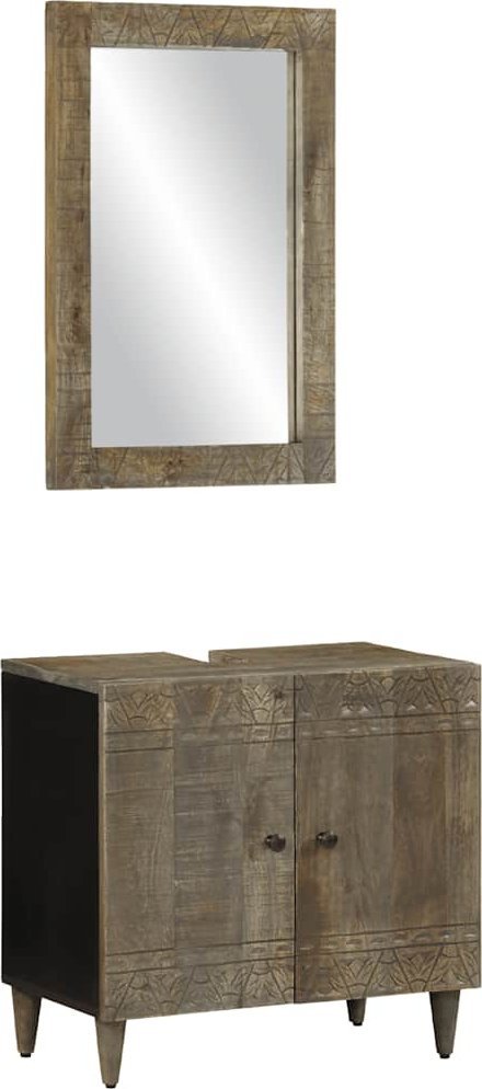 2-cz. zestaw mebli łazienkowych, lite drewno mango