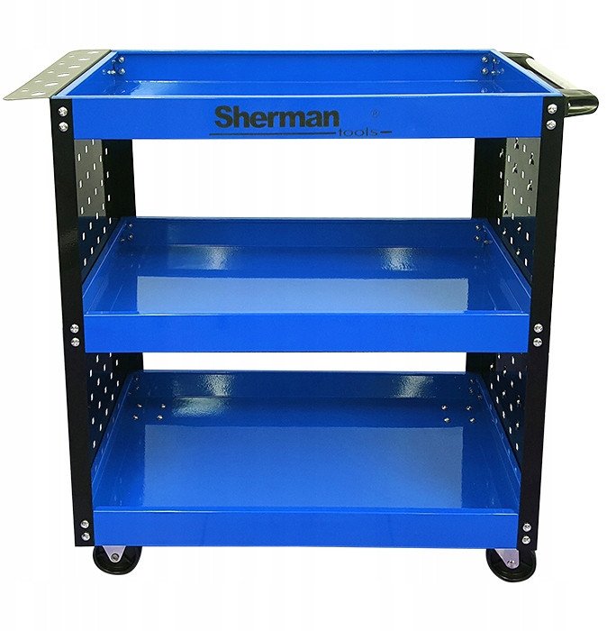 Wózek trzypółkowy warsztatowy narzędziowy 3PA nb ze ściankami Sherman