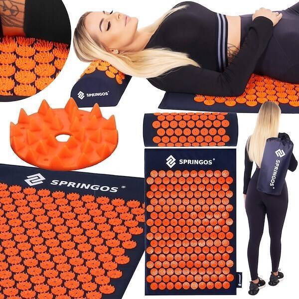 Springos Mata do akupresury z kolcami 65x41 cm z poduszką, masażer relaksacyjny UNIWERSALNY