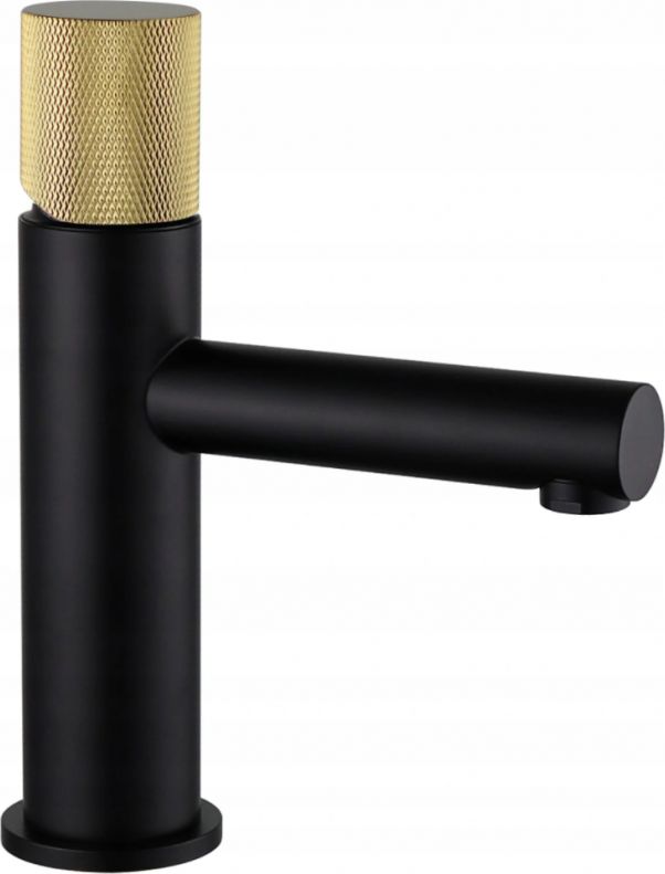 Bateria umywalkowa Mexen Elba One stojąca czarny mat + złoto