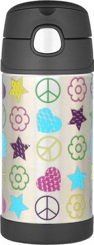 Thermos Kubek dla dzieci ze słomką Thermos FUNtainer 355 ml (stalowy/czarny) motyw free