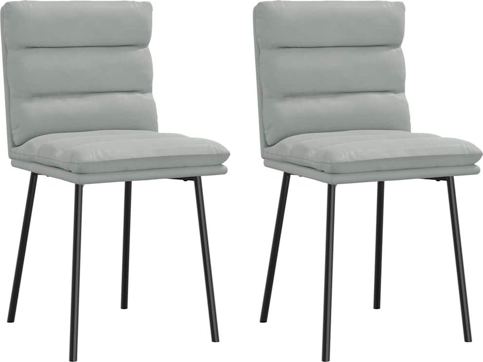 Krzesła stołowe, 2 szt., jasnoszare, aksamitne