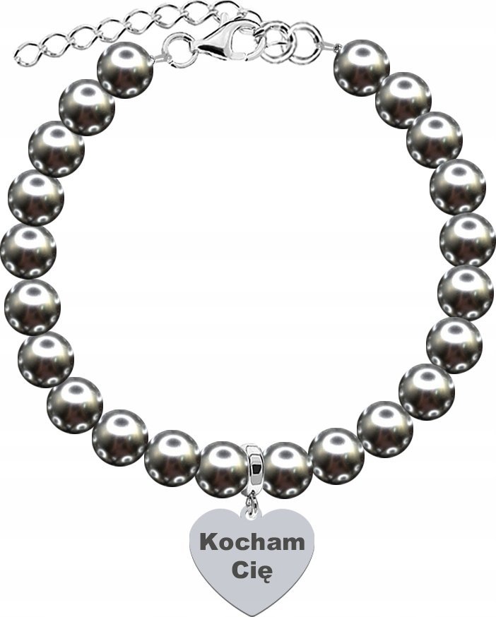 Radziszewska Jewellery Dzień Mamy Bransoletka z Perłami Kocham Cię Srebro 925 Grawer Życzenia