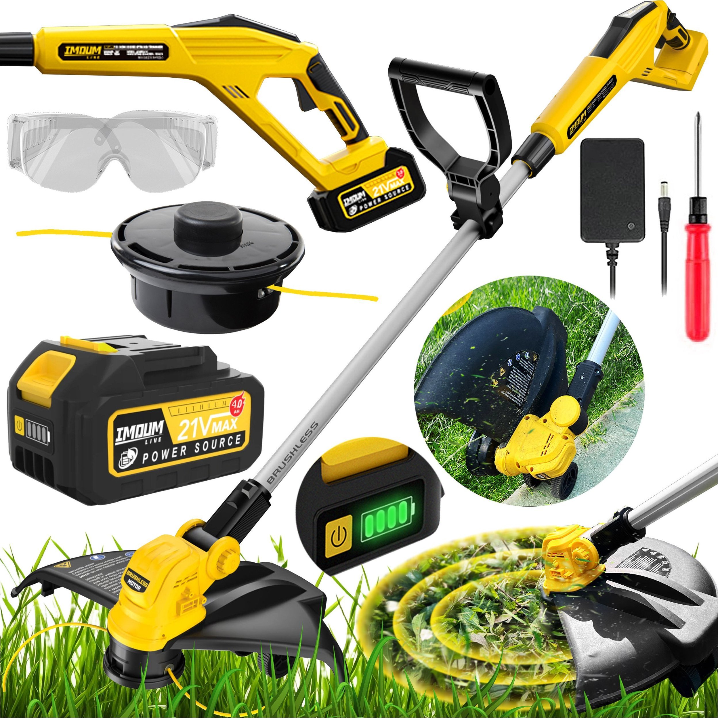 IMOUM PODKASZARKA AKUMULATOROWA KOSA OGRODOWA WYKASZARKA + AKUMULATOR IMOUM