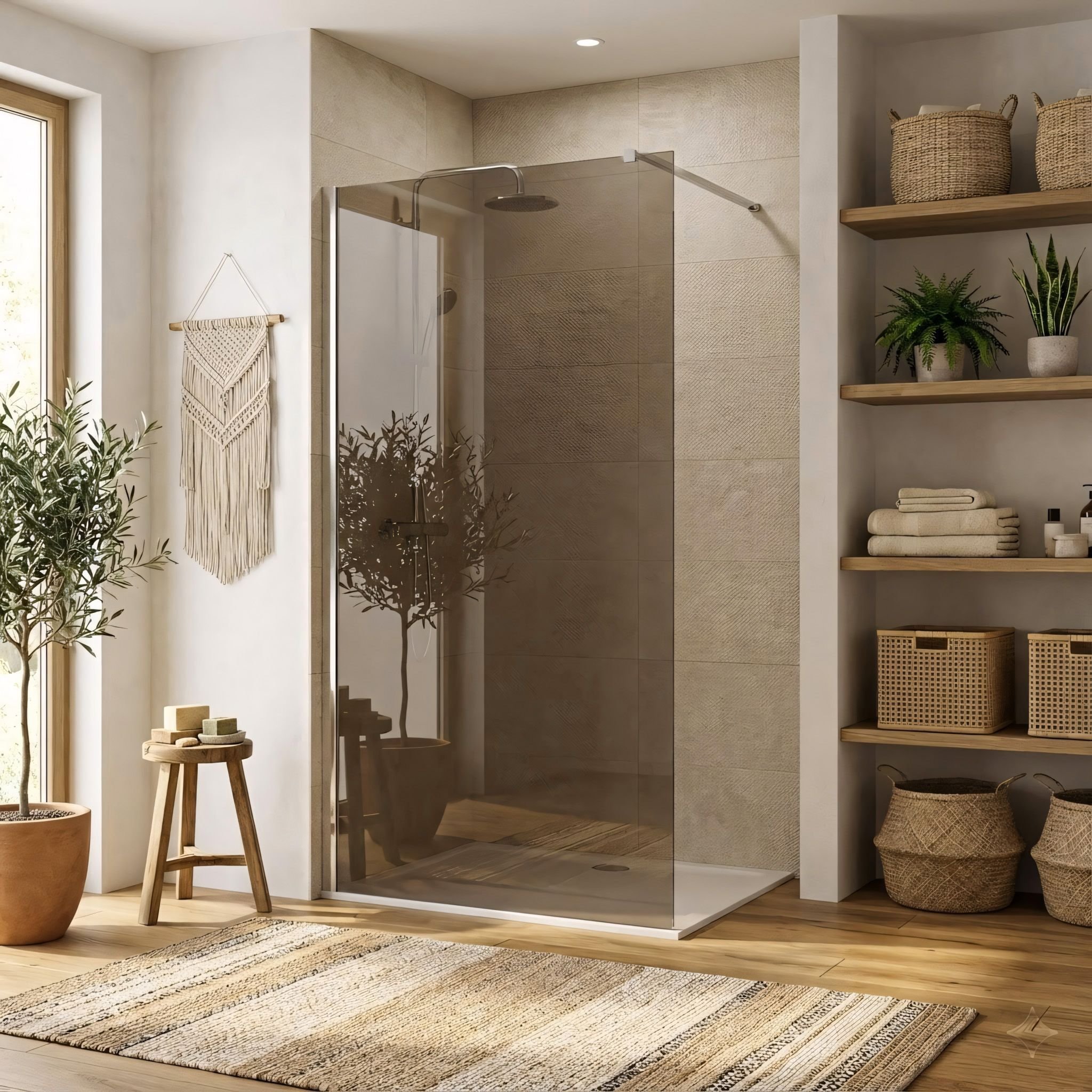 Rea Kabina prysznicowa Walk-In Flexi Brown / Chrome 90