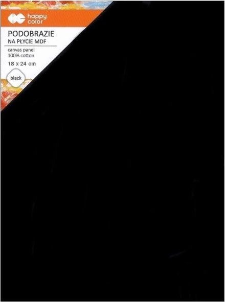 Happy Color Podobrazie bawełniane 24x30, impregnowane czarne, MDF 4mm, Happy Color